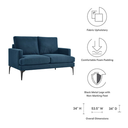 Modway Outlet Evermore Upholstered Fabric Loveseat by Modway  Living Room Furniture Azure - EEI-6006-AZU