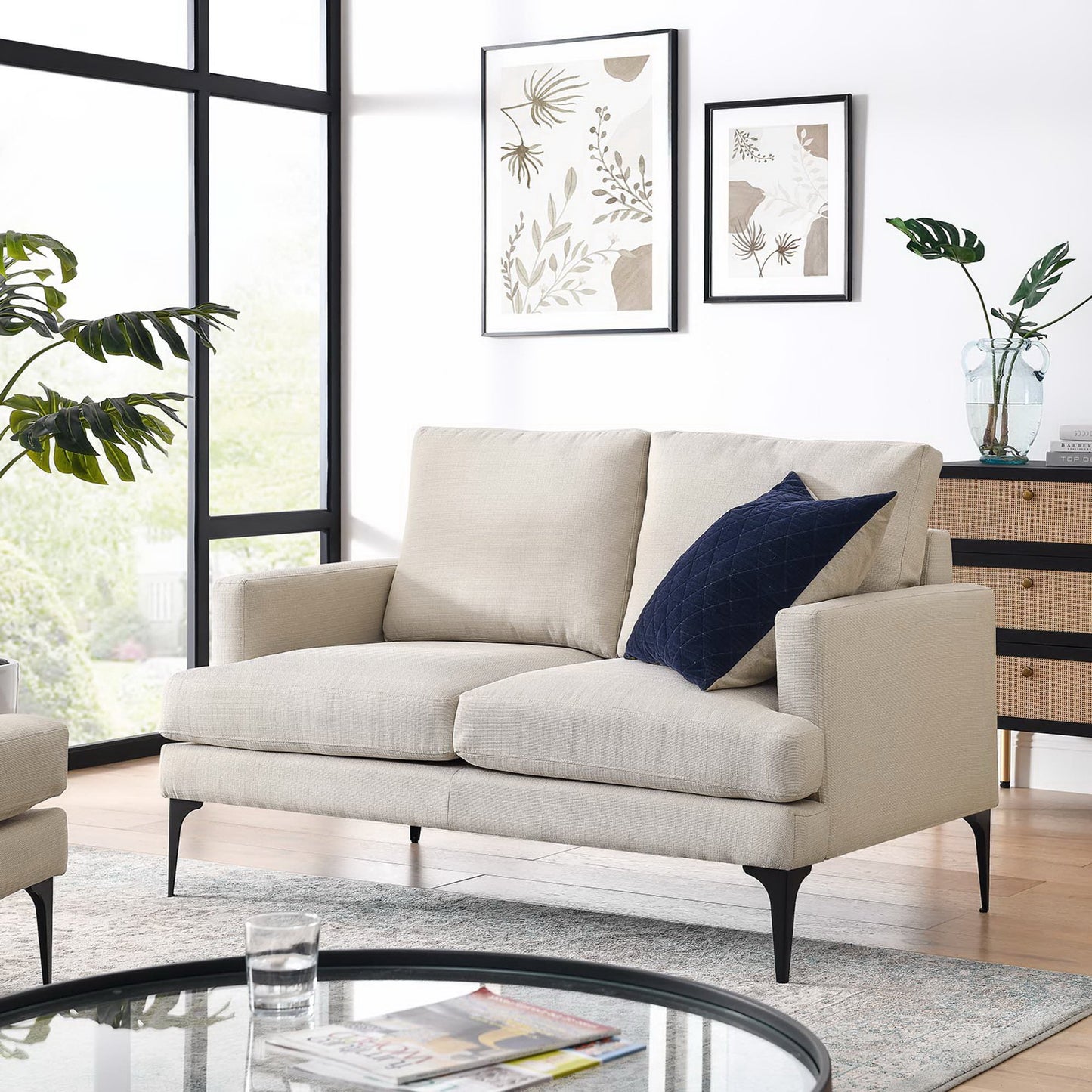 Modway Outlet Evermore Upholstered Fabric Loveseat by Modway  Living Room Furniture Beige - EEI-6006-BEI