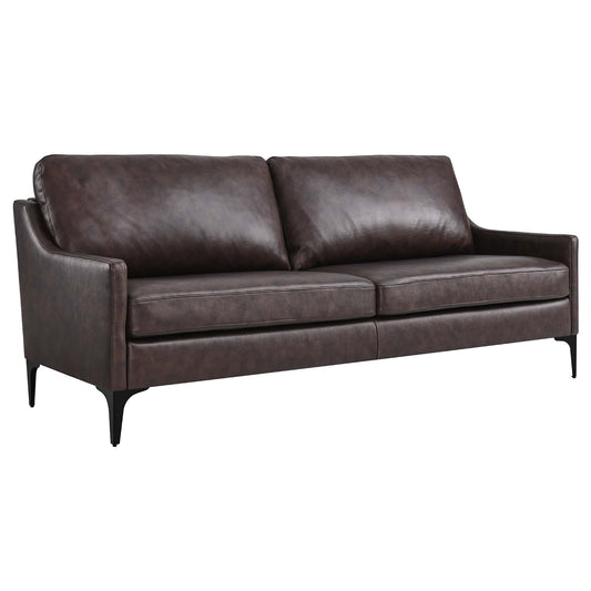 Modway Outlet Corland Leather Sofa by Modway  Living Room Furniture Brown - EEI-6018-BRN