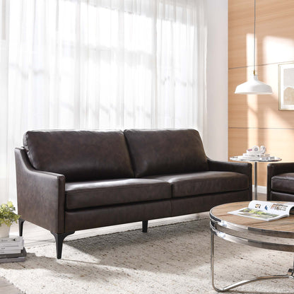 Modway Outlet Corland Leather Sofa by Modway  Living Room Furniture Brown - EEI-6018-BRN