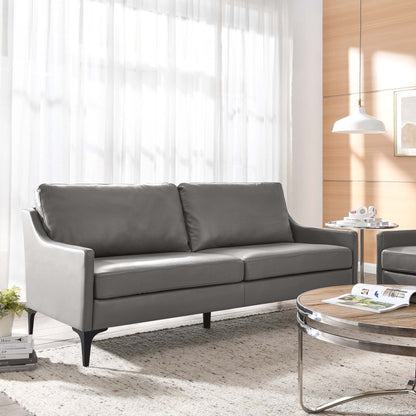 Modway - Corland Leather Sofa by Modway  Living Room Sofas and Armchairs Gray - EEI-6018-GRY