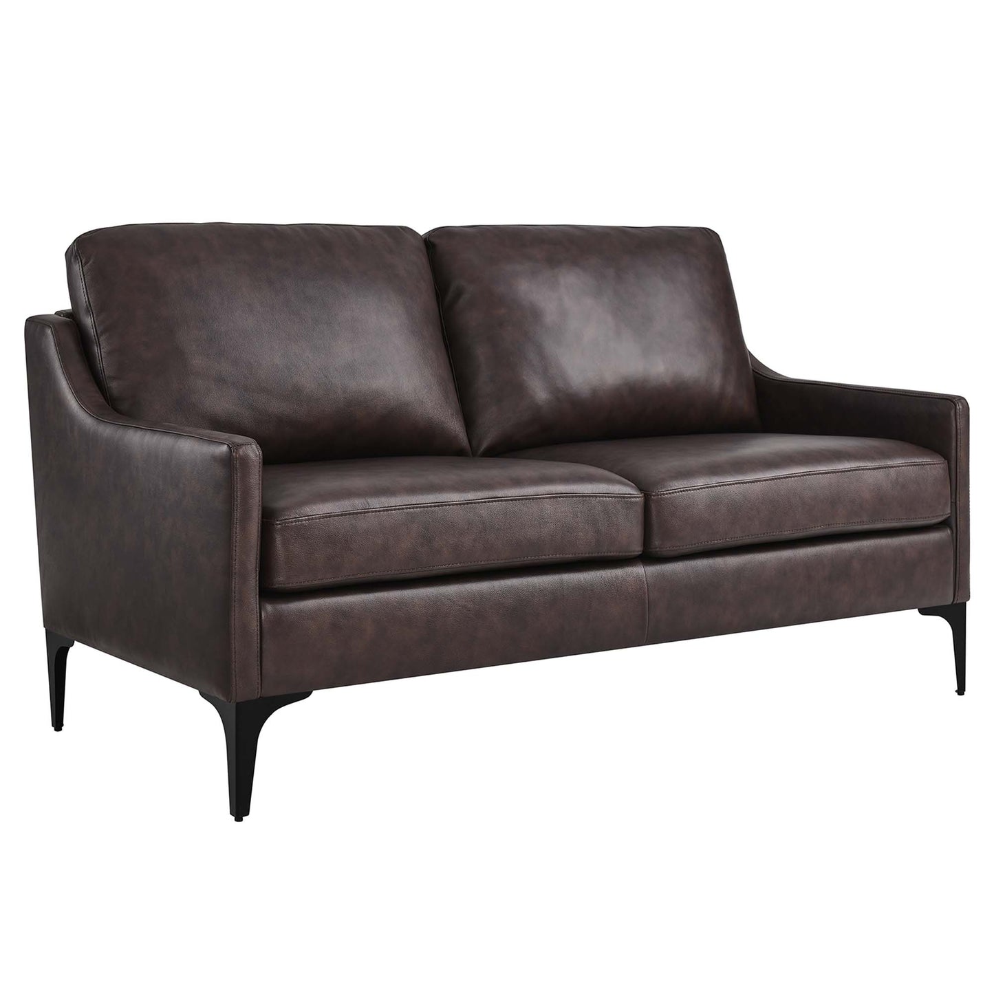 Modway Outlet Corland Leather Loveseat by Modway  Living Room Furniture Brown - EEI-6020-BRN
