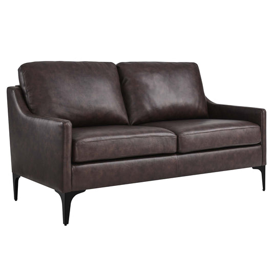 Modway Outlet Corland Leather Loveseat by Modway  Living Room Furniture Brown - EEI-6020-BRN
