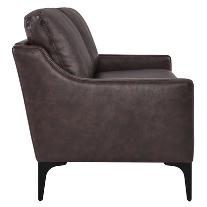 Modway Outlet Corland Leather Loveseat by Modway  Living Room Furniture Brown - EEI-6020-BRN
