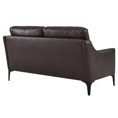 Modway Outlet Corland Leather Loveseat by Modway  Living Room Furniture Brown - EEI-6020-BRN