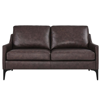 Modway Outlet Corland Leather Loveseat by Modway  Living Room Furniture Brown - EEI-6020-BRN