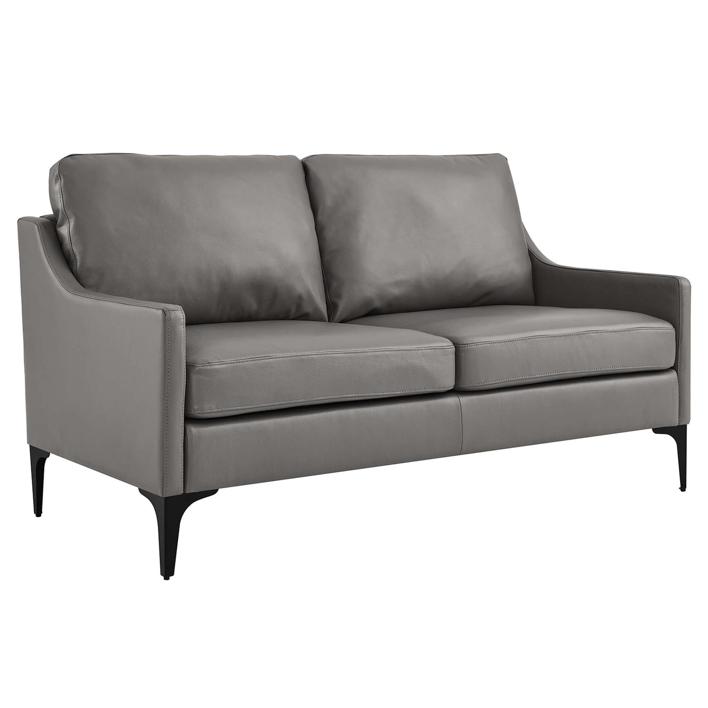 Modway Outlet Corland Leather Loveseat by Modway  Living Room Furniture Gray - EEI-6020-GRY