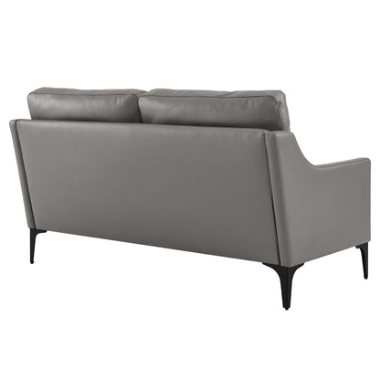 Modway Outlet Corland Leather Loveseat by Modway  Living Room Furniture Gray - EEI-6020-GRY