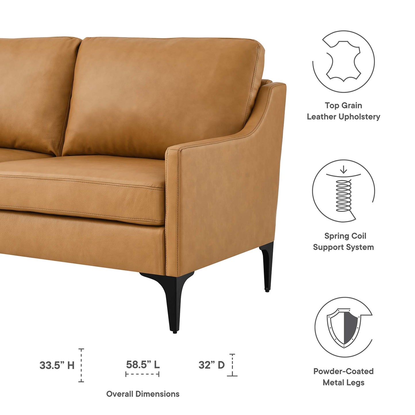 Modway - Corland Leather Loveseat by Modway  Living Room Sofas and Armchairs Brown - EEI-6020-TAN