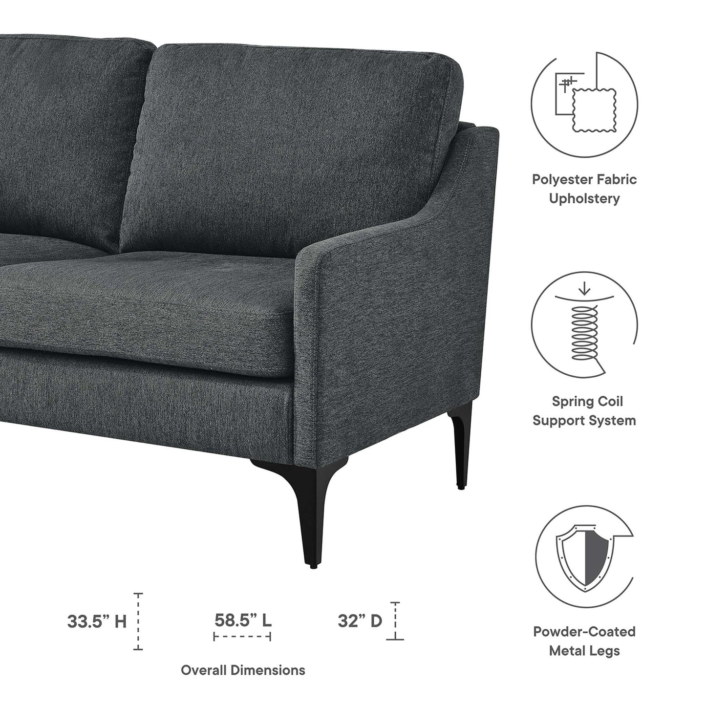 Modway Outlet Corland Upholstered Fabric Loveseat by Modway  Living Room Furniture Charcoal - EEI-6021-CHA