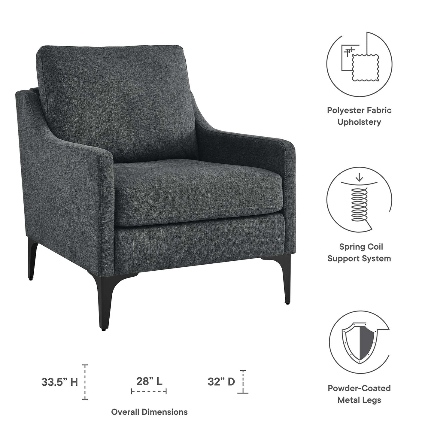 Modway - Corland Upholstered Fabric Armchair by Modway  Living Room Sofas and Armchairs Gray - EEI-6023-CHA