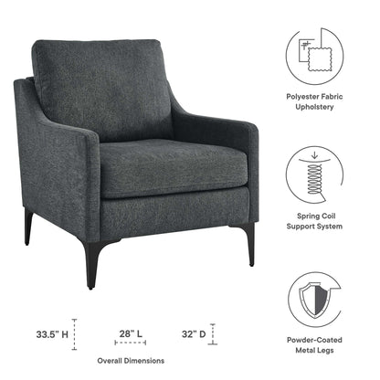 Modway - Corland Upholstered Fabric Armchair by Modway  Living Room Sofas and Armchairs Gray - EEI-6023-CHA