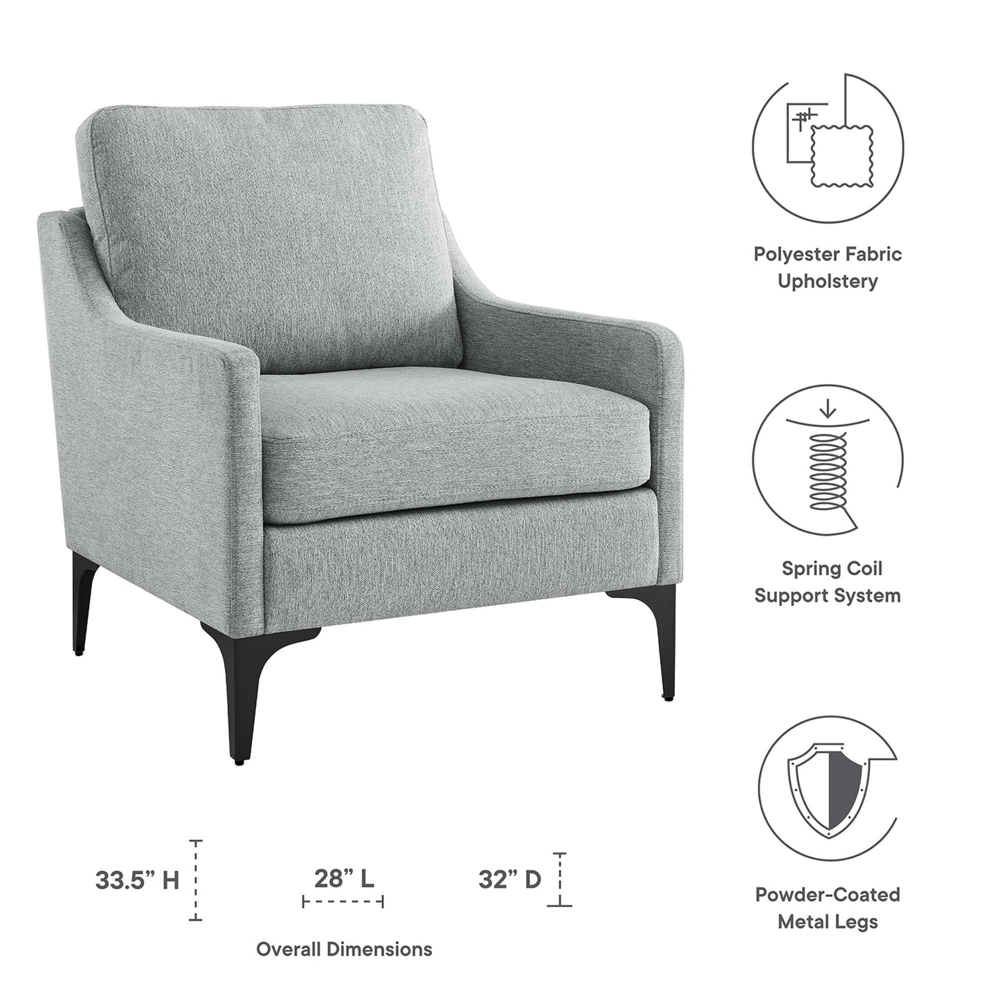 Modway Outlet Corland Upholstered Fabric Armchair by Modway  Living Room Furniture Light Gray - EEI-6023-LGR
