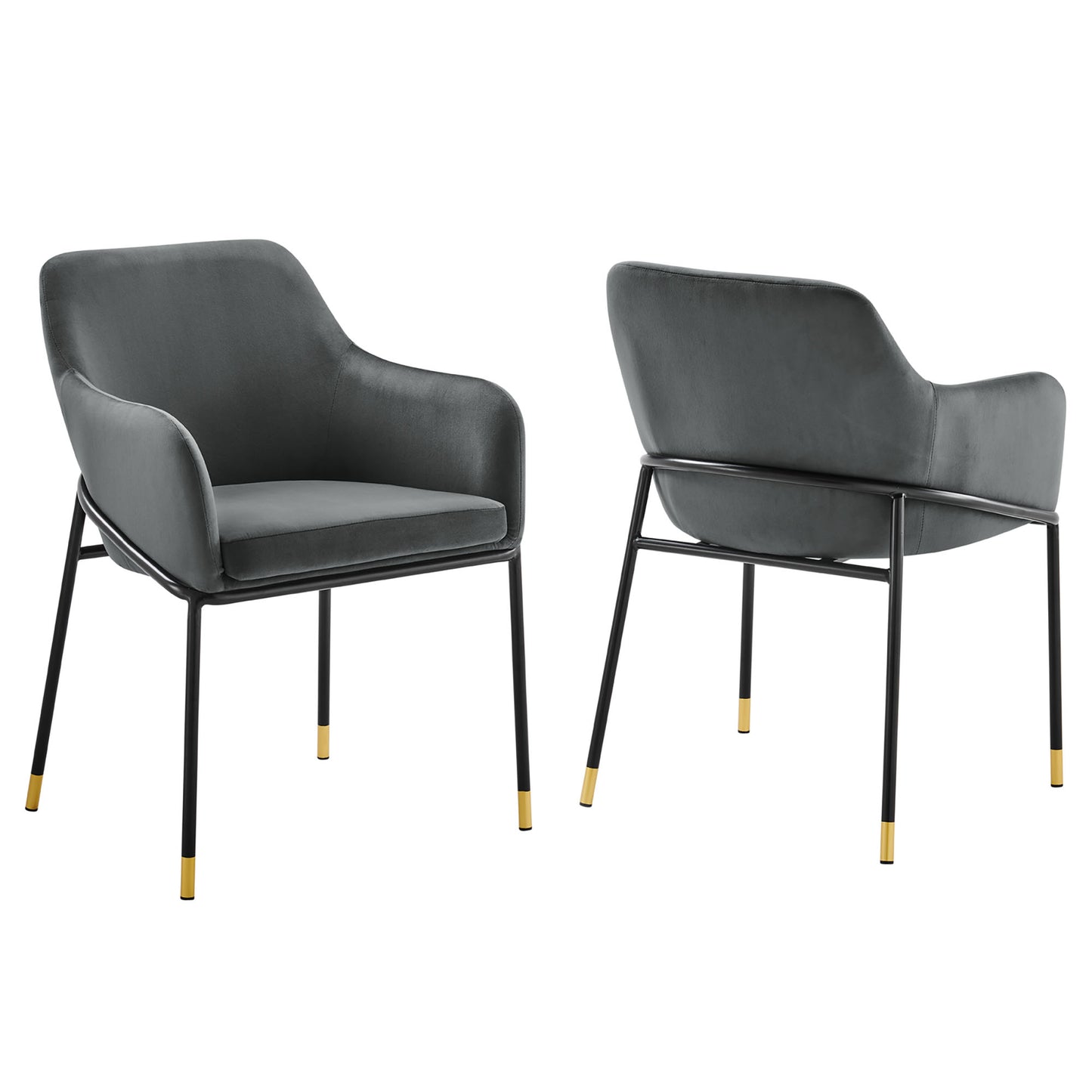 Modway Outlet Jovi Performance Velvet Dining Armchair Set of 2 by Modway  Bar and Dining Furniture Black Charcoal - EEI-6026-BLK-CHA