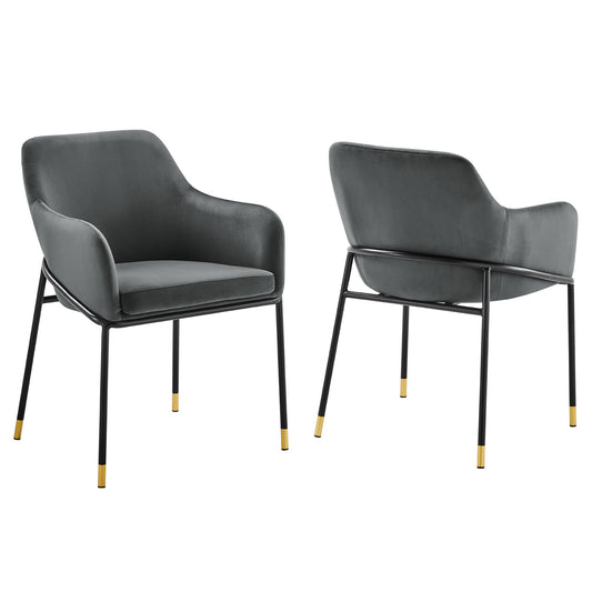 Modway Outlet Jovi Performance Velvet Dining Armchair Set of 2 by Modway  Bar and Dining Furniture Black Charcoal - EEI-6026-BLK-CHA