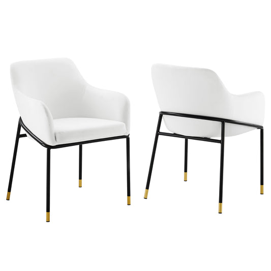 Modway Outlet Jovi Performance Velvet Dining Armchair Set of 2 by Modway  Bar and Dining Furniture Black White - EEI-6026-BLK-WHI