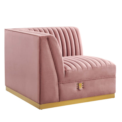 Modway Outlet Sanguine Channel Tufted Performance Velvet Modular Sectional Sofa Left Corner Chair by Modway  Living Room Furniture Dusty Rose - EEI-6034-DUS