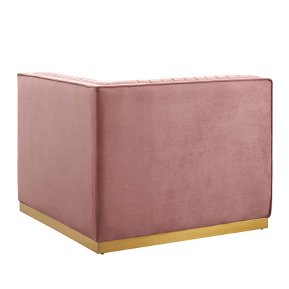 Modway Outlet Sanguine Channel Tufted Performance Velvet Modular Sectional Sofa Left Corner Chair by Modway  Living Room Furniture Dusty Rose - EEI-6034-DUS