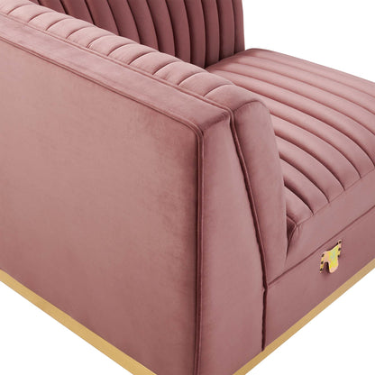 Modway Outlet Sanguine Channel Tufted Performance Velvet Modular Sectional Sofa Left Corner Chair by Modway  Living Room Furniture Dusty Rose - EEI-6034-DUS