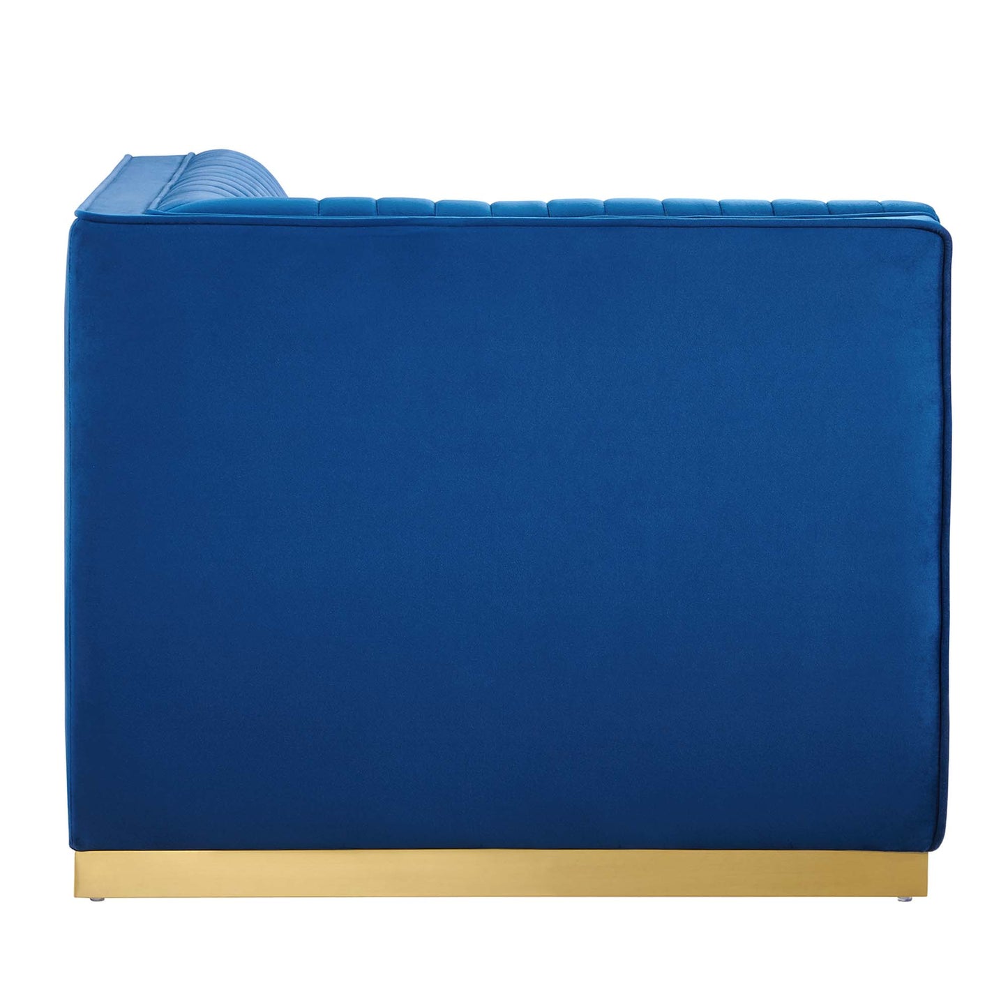 Modway Outlet Sanguine Channel Tufted Performance Velvet Modular Sectional Sofa Left Corner Chair by Modway  Living Room Furniture Navy Blue - EEI-6034-NAV