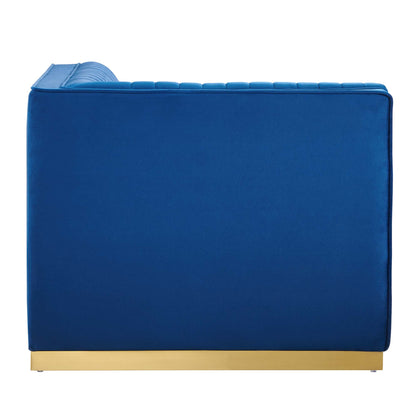 Modway Outlet Sanguine Channel Tufted Performance Velvet Modular Sectional Sofa Left Corner Chair by Modway  Living Room Furniture Navy Blue - EEI-6034-NAV