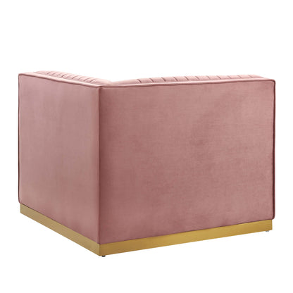 Modway Outlet Sanguine Channel Tufted Performance Velvet Modular Sectional Sofa Right Corner Chair by Modway  Living Room Furniture Dusty Rose - EEI-6035-DUS