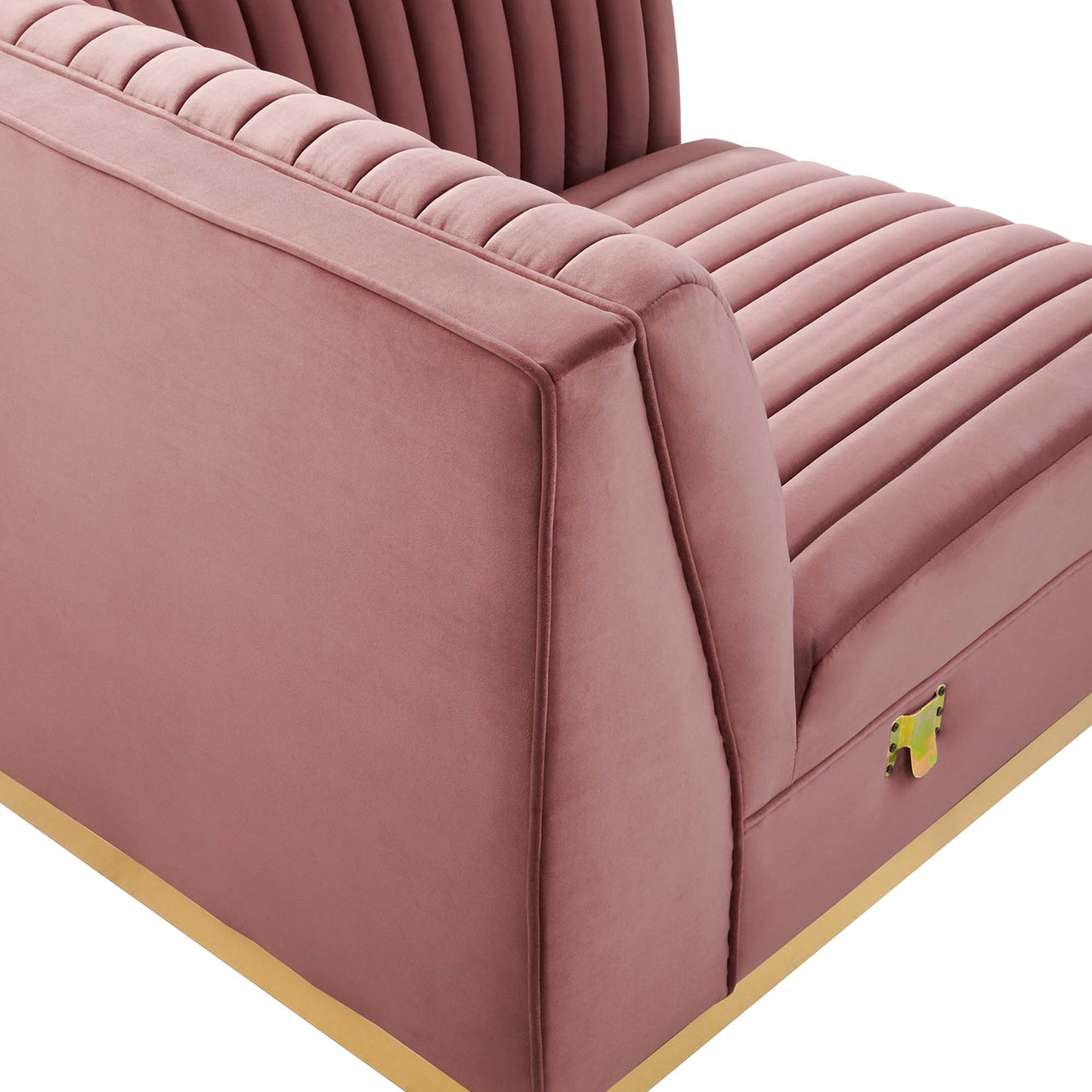 Modway Outlet Sanguine Channel Tufted Performance Velvet Modular Sectional Sofa Right Corner Chair by Modway  Living Room Furniture Dusty Rose - EEI-6035-DUS