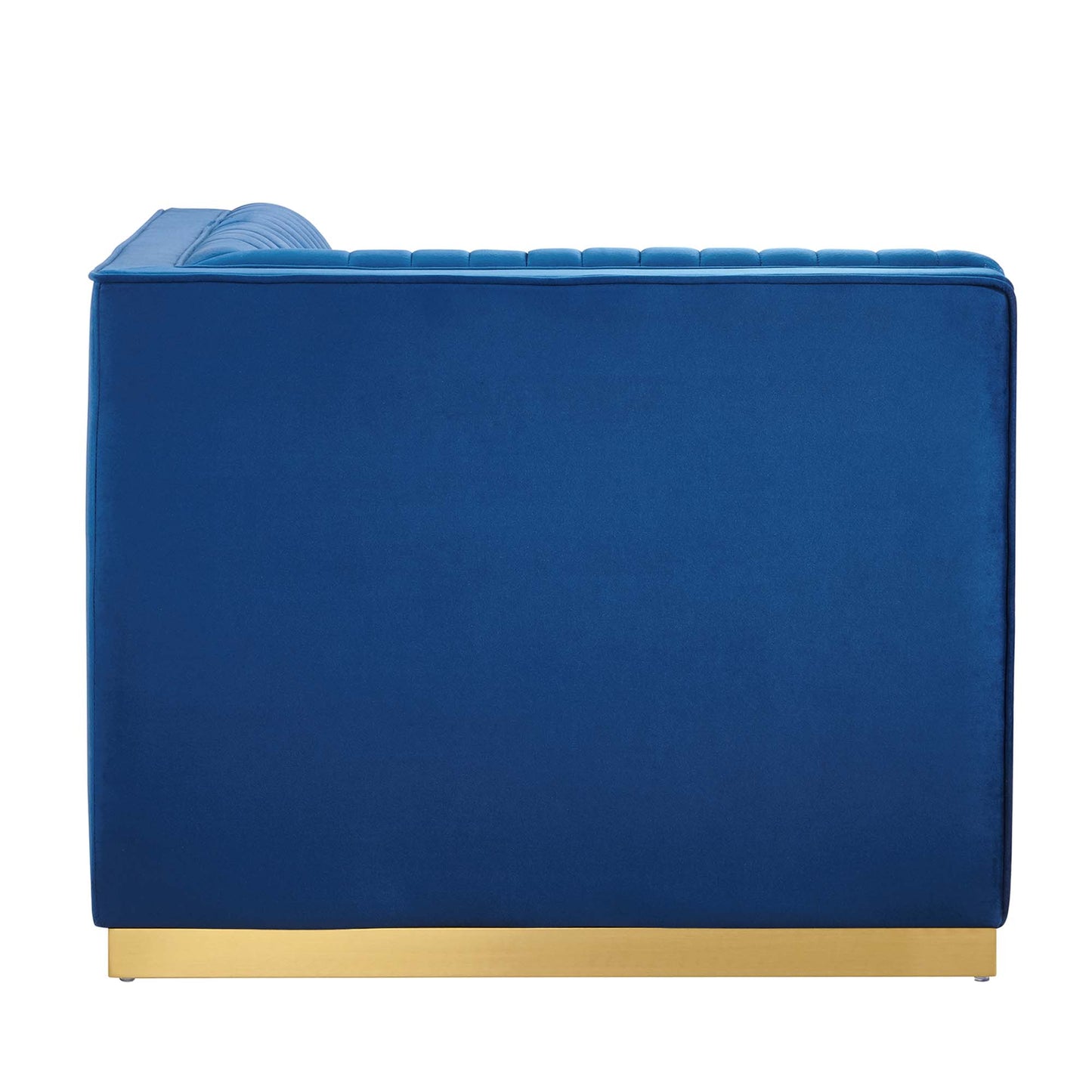 Modway Outlet Sanguine Channel Tufted Performance Velvet Modular Sectional Sofa Right Corner Chair by Modway  Living Room Furniture Navy Blue - EEI-6035-NAV