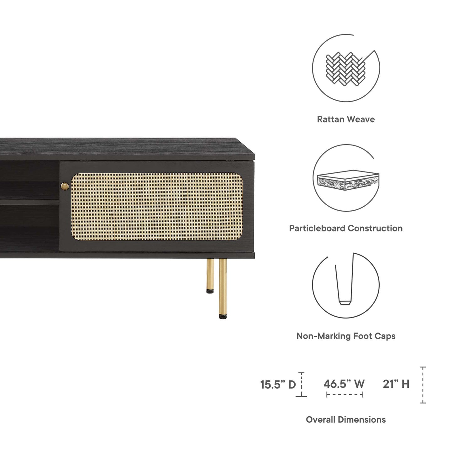 Modway Outlet Cambria 47" TV Stand by Modway  Living Room Furniture Black - EEI-6044-BLK