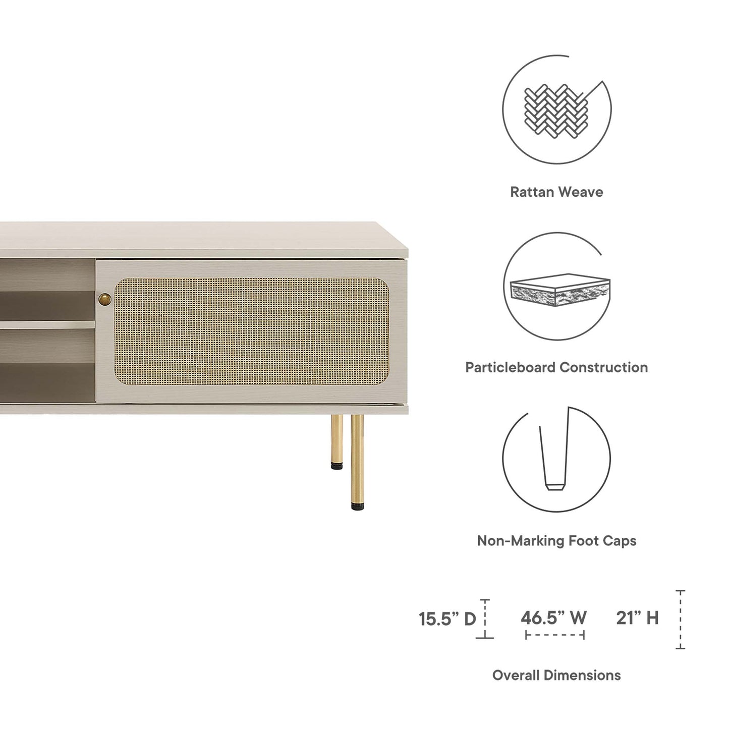 Modway Outlet Cambria 47" TV Stand by Modway  Living Room Furniture White - EEI-6044-WHI