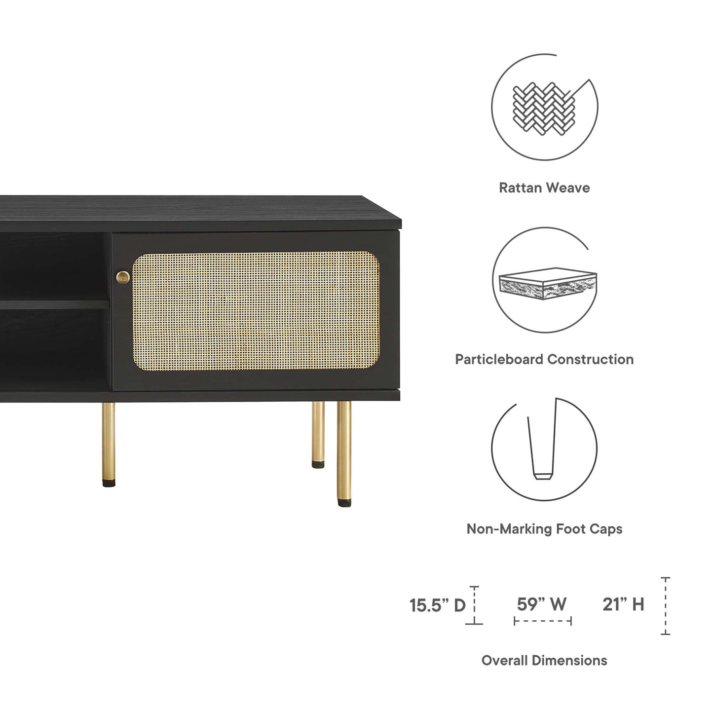 Modway Outlet Cambria 60" TV Stand by Modway  Living Room Furniture Black - EEI-6045-BLK