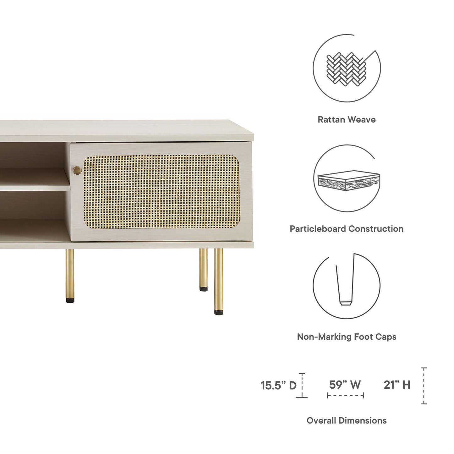 Modway Outlet Cambria 60" TV Stand by Modway  Living Room Furniture White - EEI-6045-WHI