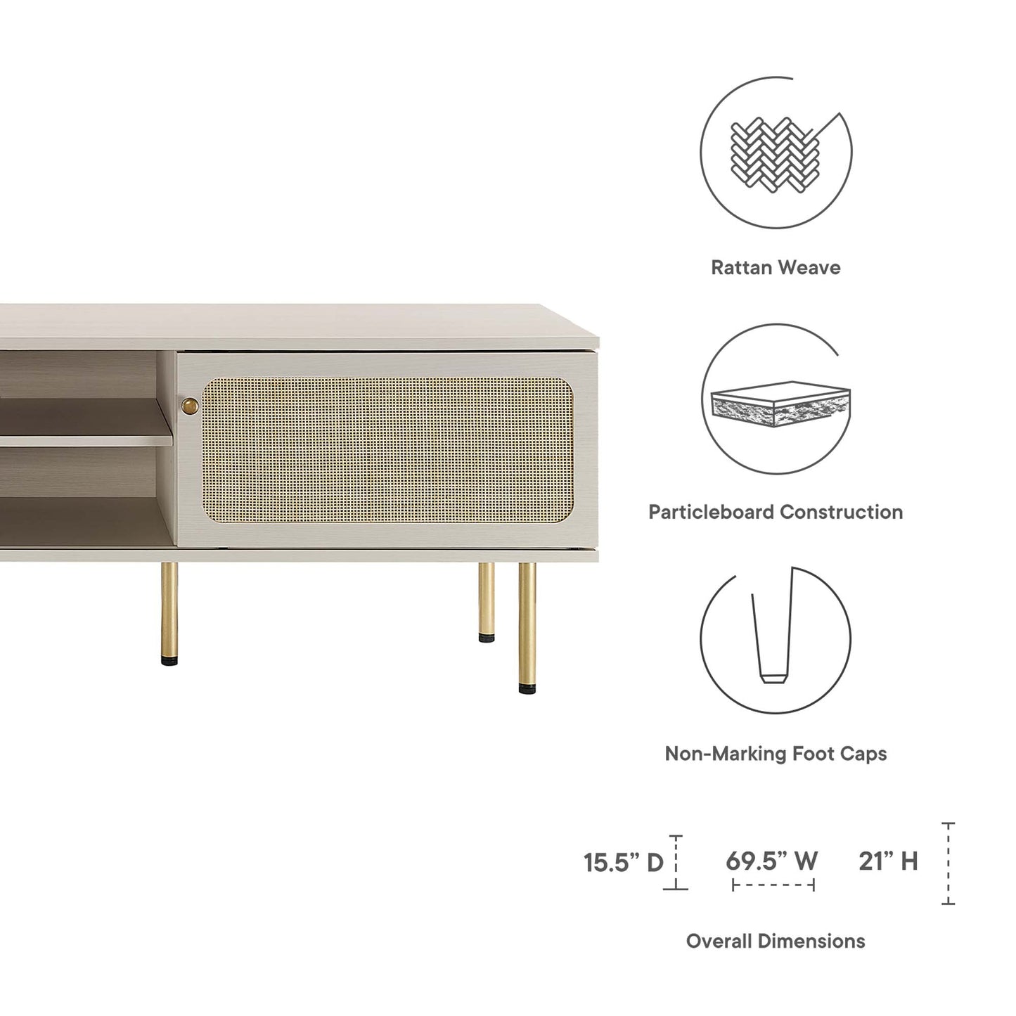 Modway Outlet Cambria 70" TV Stand by Modway  Living Room Furniture White - EEI-6046-WHI