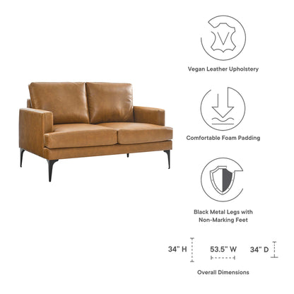 Modway Outlet Evermore Vegan Leather Loveseat by Modway  Living Room Furniture Tan - EEI-6048-TAN