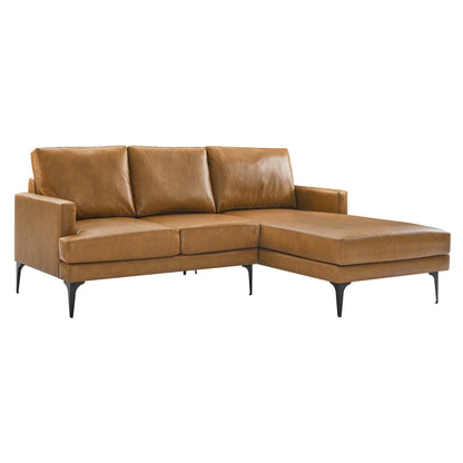 Modway Outlet Evermore Right-Facing Vegan Leather Sectional Sofa by Modway  Living Room Furniture Tan - EEI-6050-TAN