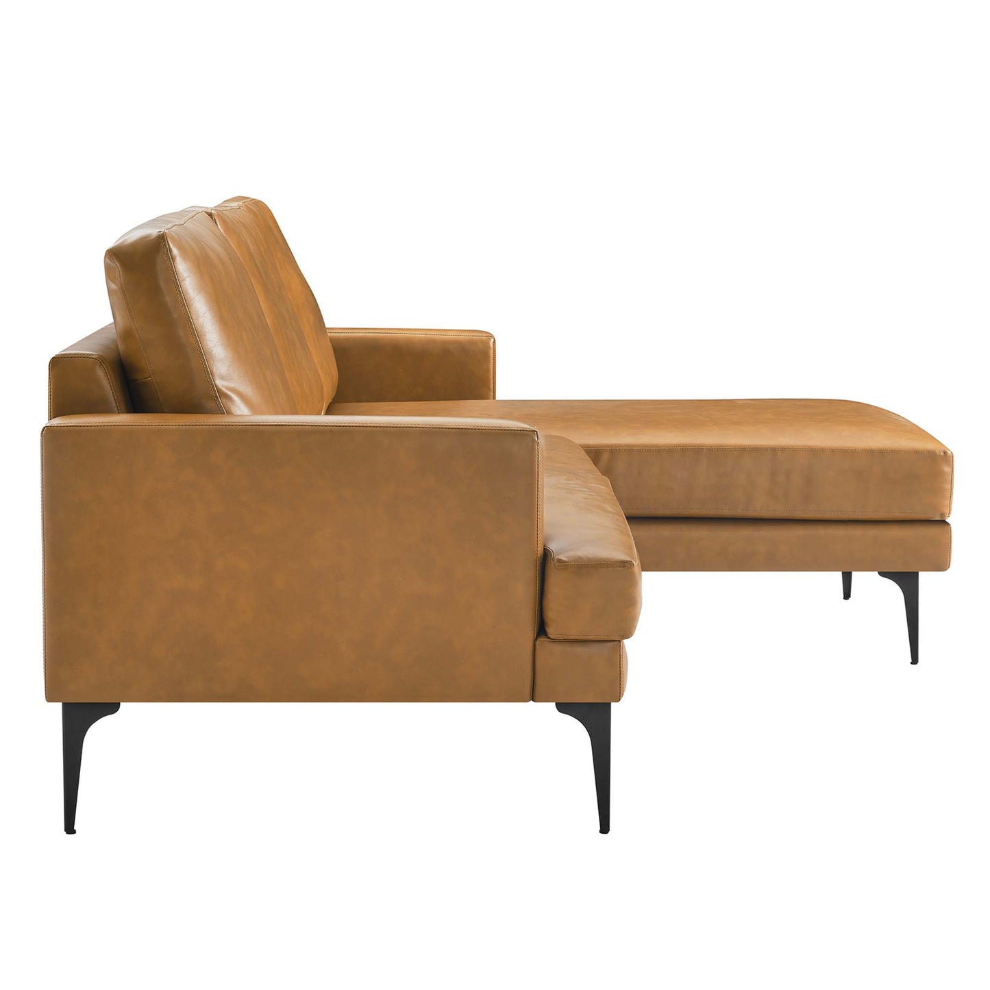 Modway Outlet Evermore Right-Facing Vegan Leather Sectional Sofa by Modway  Living Room Furniture Tan - EEI-6050-TAN