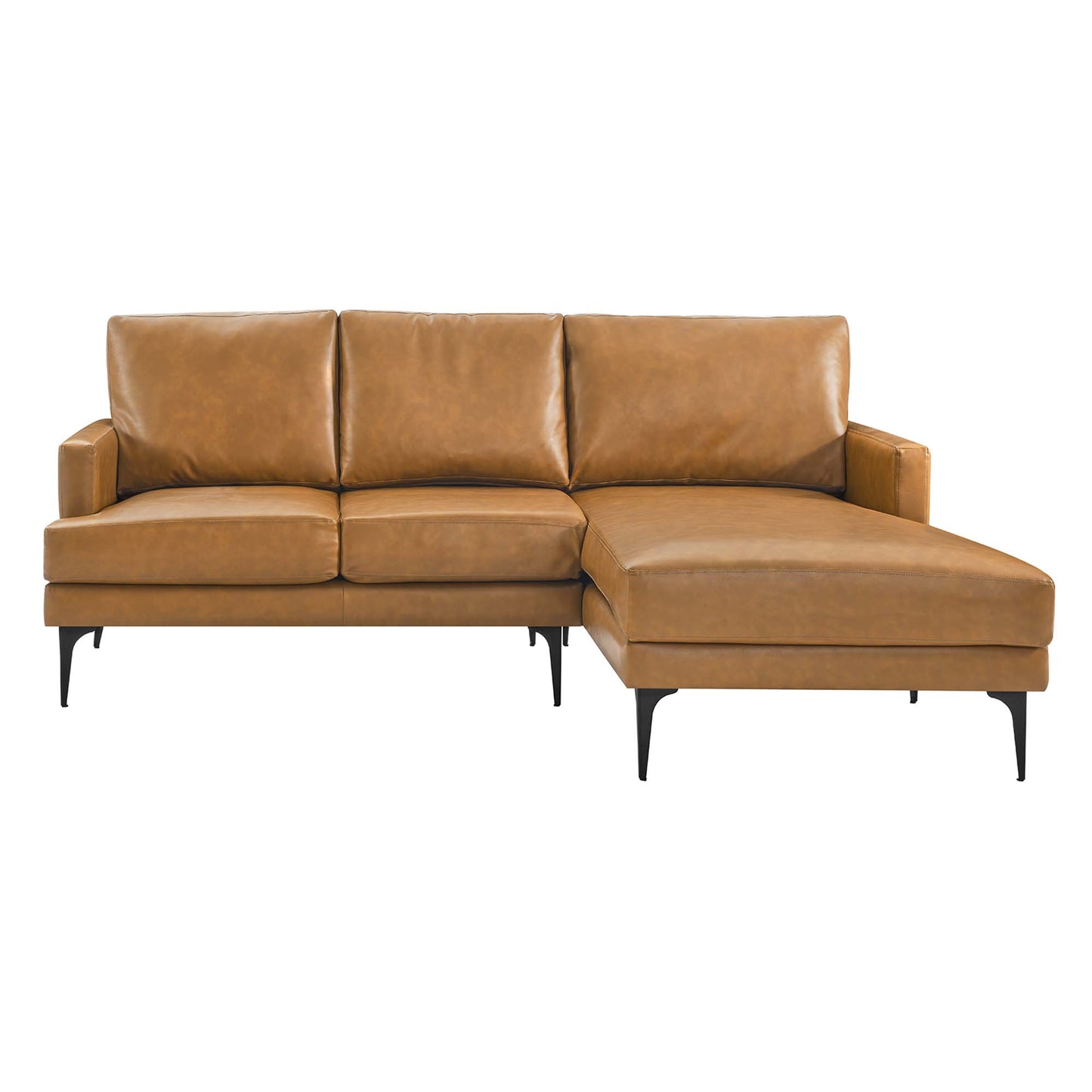 Modway Outlet Evermore Right-Facing Vegan Leather Sectional Sofa by Modway  Living Room Furniture Tan - EEI-6050-TAN