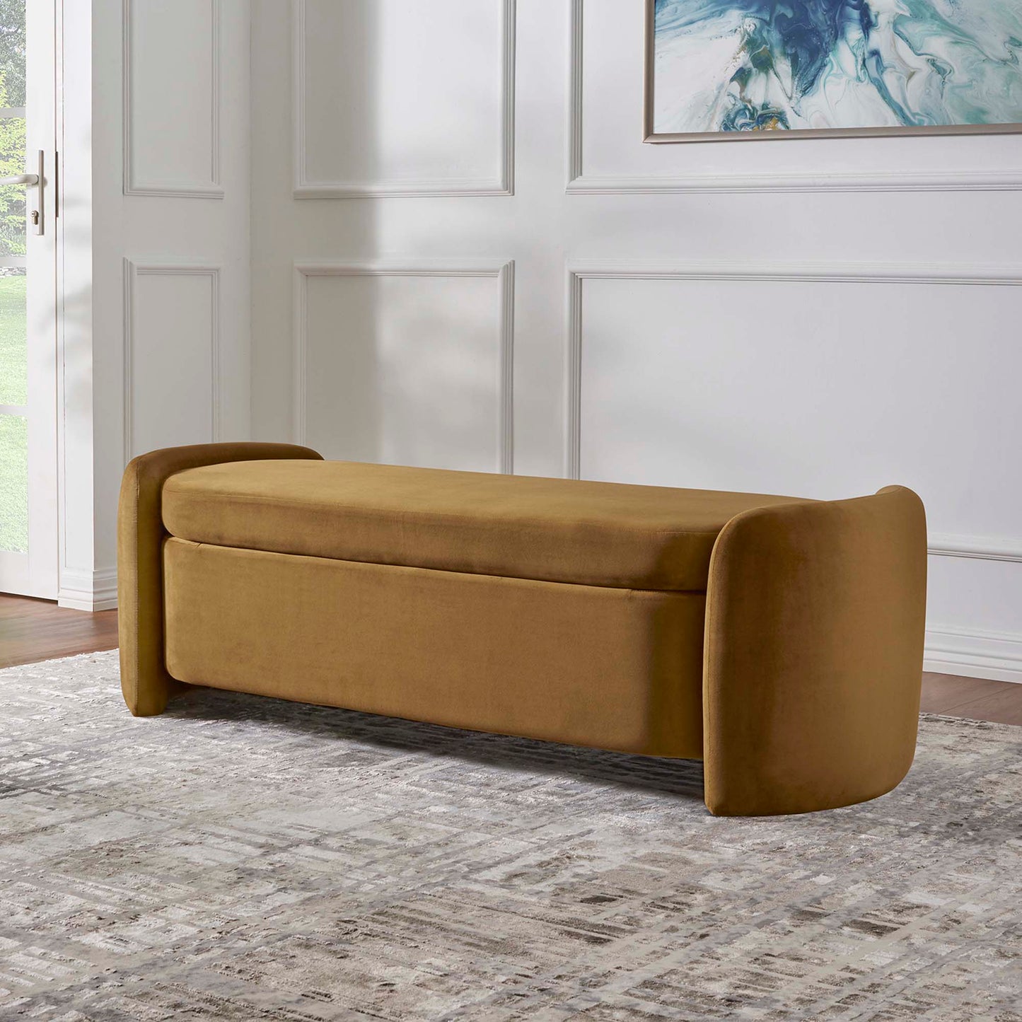 Modway - Nebula Upholstered Performance Velvet Bench by Modway  Living Room Benches and Stools Brown - EEI-6054-COG