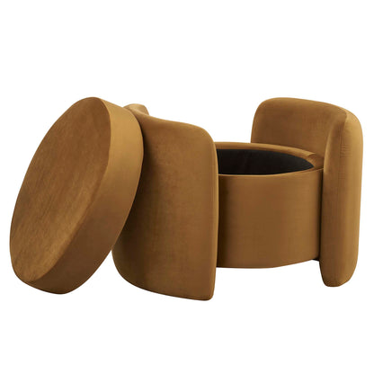 Modway - Nebula Upholstered Performance Velvet Ottoman by Modway  Living Room Sofas and Armchairs Brown - EEI-6055-COG