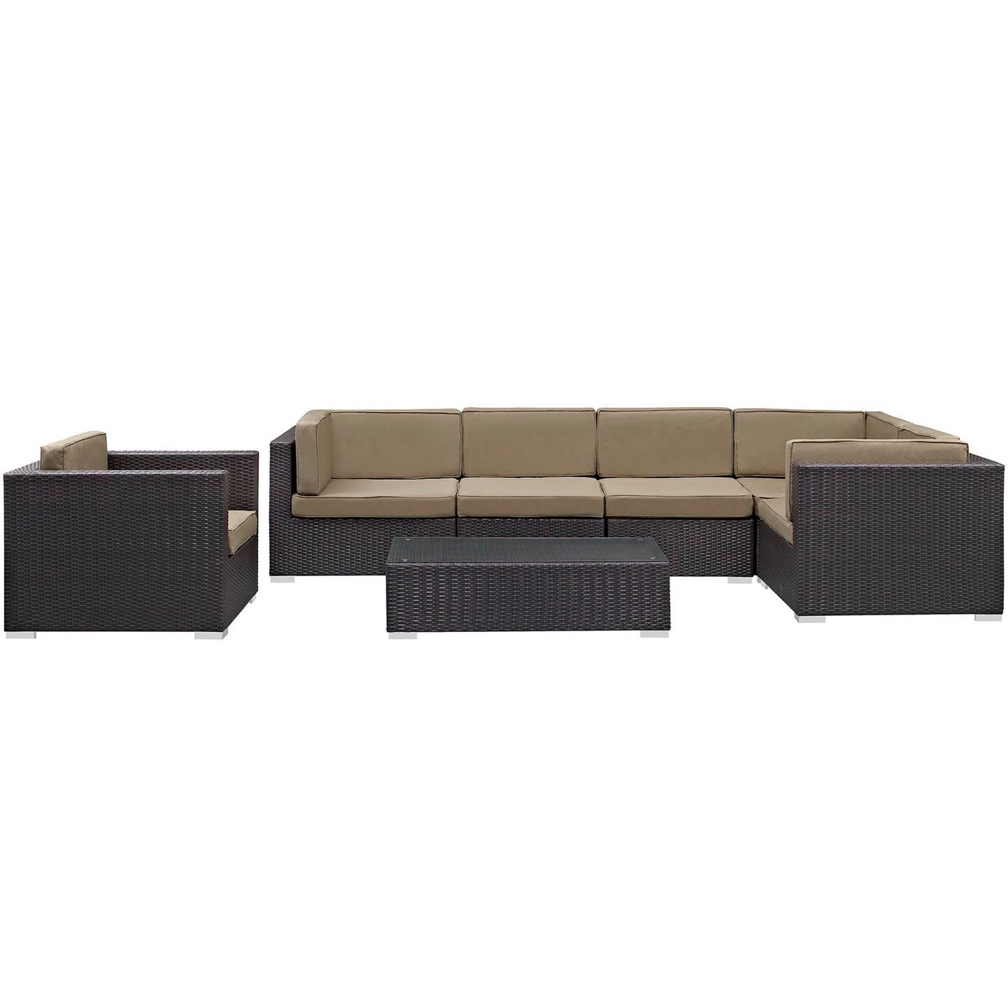 Modway - Corona 7 Piece Outdoor Patio Sectional Set by Modway  Outdoor Furniture Sofa Sectionals Brown - EEI-606-EXP-MOC-SET
