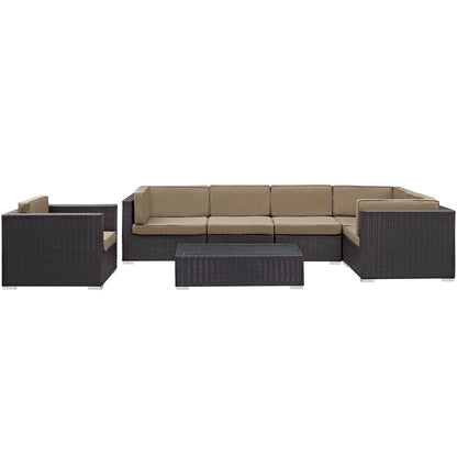 Modway - Corona 7 Piece Outdoor Patio Sectional Set by Modway  Outdoor Furniture Sofa Sectionals Brown - EEI-606-EXP-MOC-SET