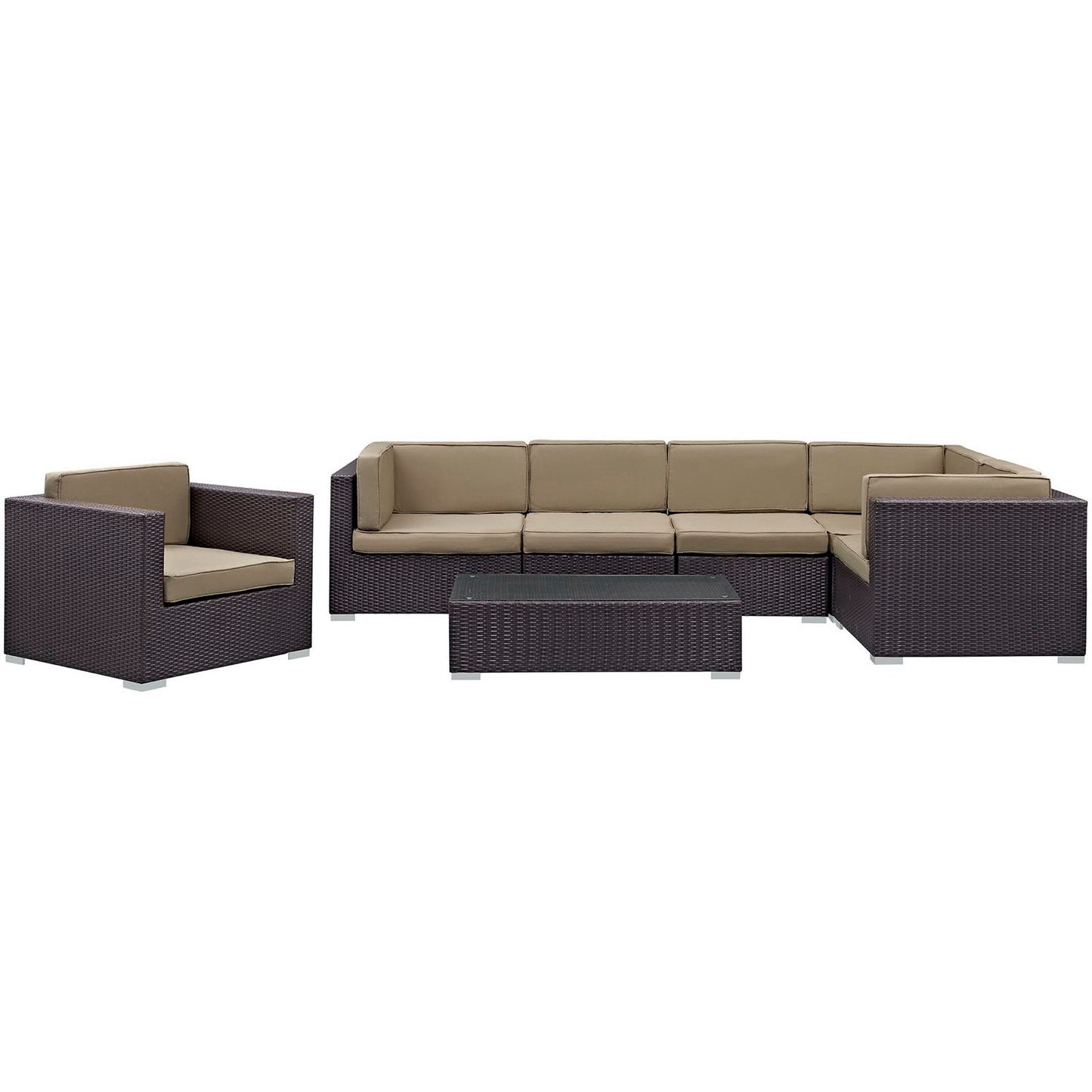 Modway - Corona 7 Piece Outdoor Patio Sectional Set by Modway  Outdoor Furniture Sofa Sectionals Brown - EEI-606-EXP-MOC-SET