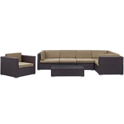 Modway - Corona 7 Piece Outdoor Patio Sectional Set by Modway  Outdoor Furniture Sofa Sectionals Brown - EEI-606-EXP-MOC-SET