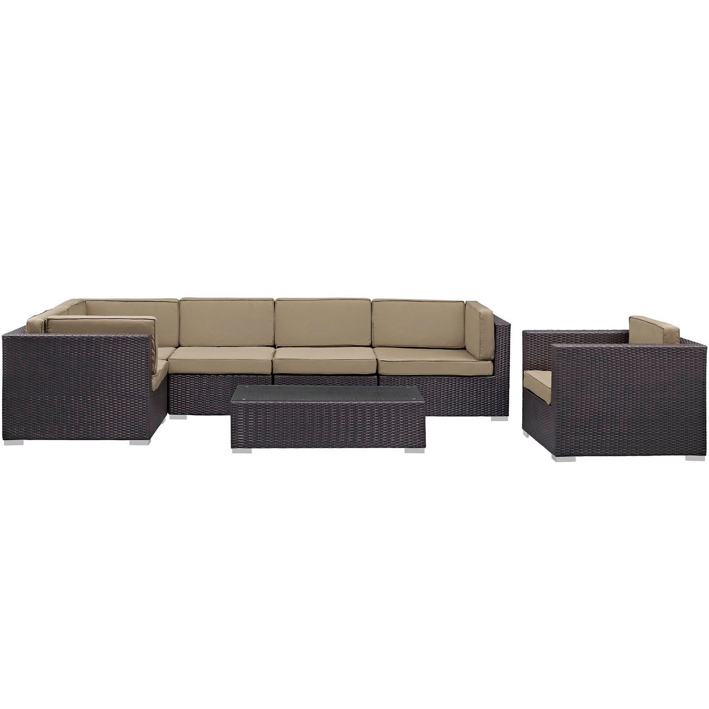 Modway - Corona 7 Piece Outdoor Patio Sectional Set by Modway  Outdoor Furniture Sofa Sectionals Brown - EEI-606-EXP-MOC-SET