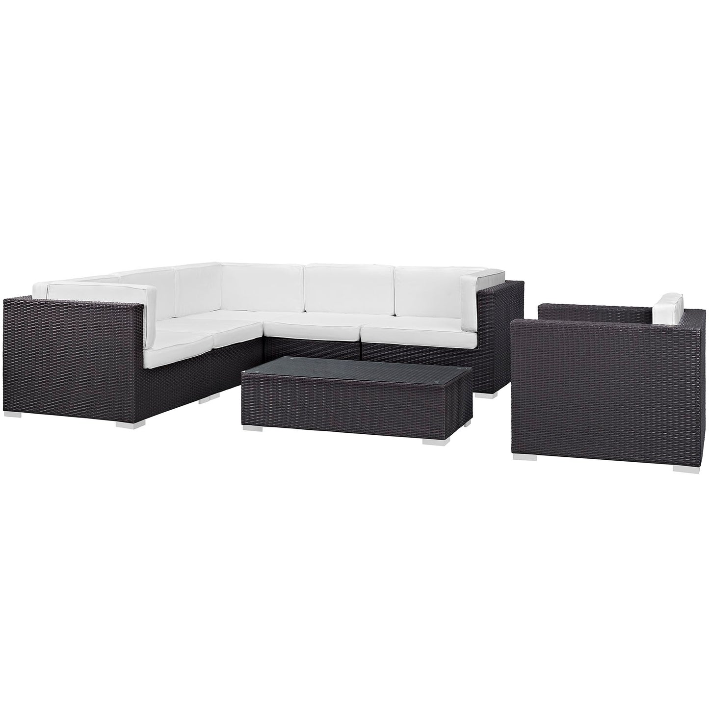 Modway - Corona 7 Piece Outdoor Patio Sectional Set by Modway  Outdoor Furniture Sofa Sectionals White - EEI-606-EXP-WHI-SET