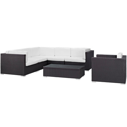 Modway - Corona 7 Piece Outdoor Patio Sectional Set by Modway  Outdoor Furniture Sofa Sectionals White - EEI-606-EXP-WHI-SET