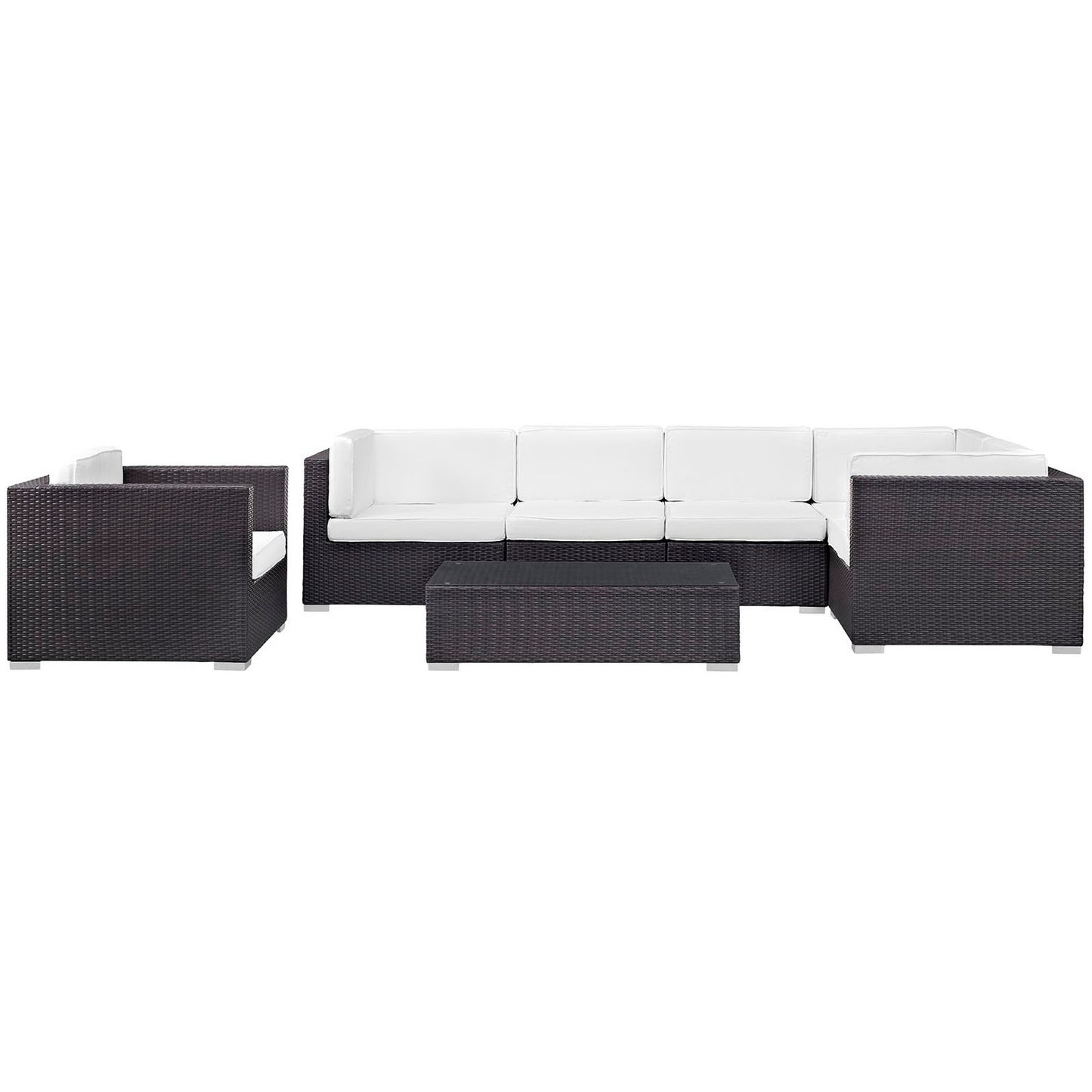 Modway - Corona 7 Piece Outdoor Patio Sectional Set by Modway  Outdoor Furniture Sofa Sectionals White - EEI-606-EXP-WHI-SET