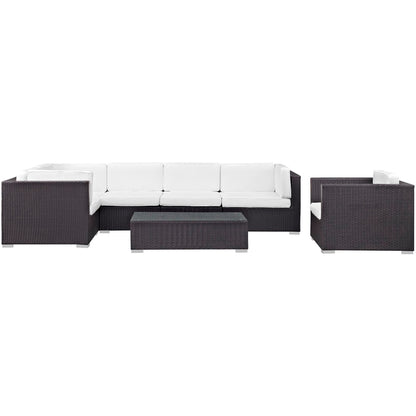 Modway - Corona 7 Piece Outdoor Patio Sectional Set by Modway  Outdoor Furniture Sofa Sectionals White - EEI-606-EXP-WHI-SET
