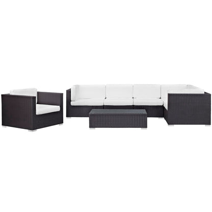 Modway - Corona 7 Piece Outdoor Patio Sectional Set by Modway  Outdoor Furniture Sofa Sectionals White - EEI-606-EXP-WHI-SET