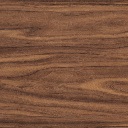 Walnut wood round dining table top with rich brown tones and flowing grain; smooth plank-style finish.